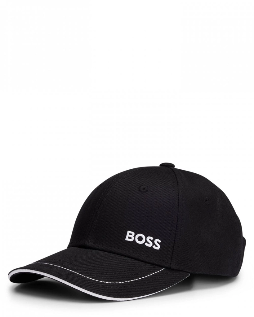Hugo Boss Cap-1 Mens Cotton-Twill Cap With Logo Detail - Black - One Size